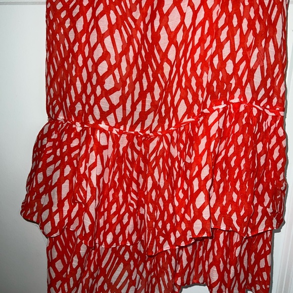 Milly Cabana Coral Silk Ruffle Beach Coverup Dress size 6 - Picture 2 of 3